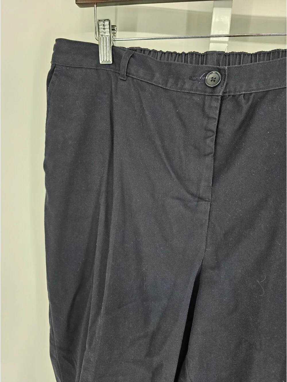 Lands End Womens Sz 16P Dress Pants Navy Blue Straight Leg Fit 3